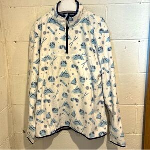 Jack & Sage warm fleece pullover jacket white blue skis hat